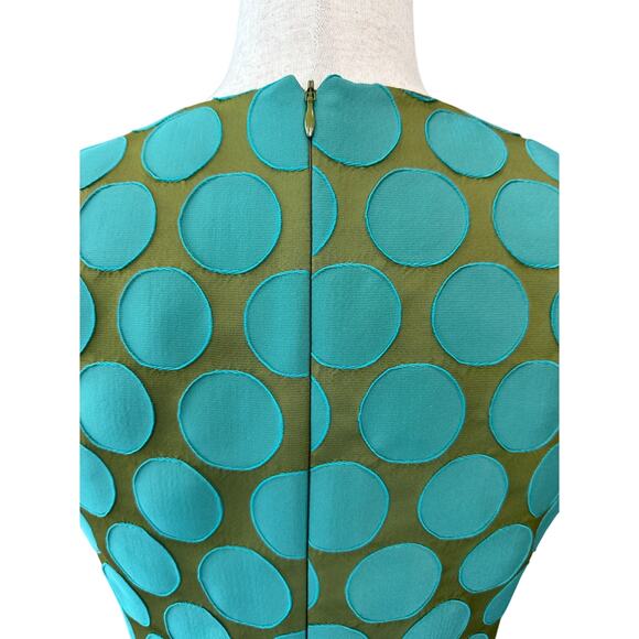 Boden Jacquard Green Teal Polka Dot Spot Dress - US 4 - Picture 5 of 14